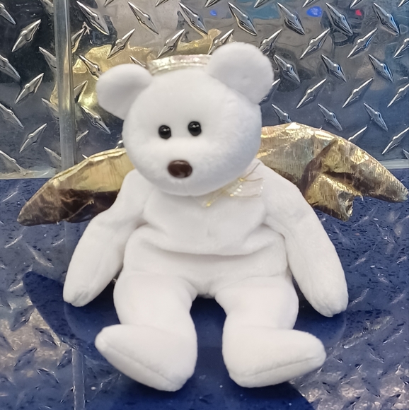 Ty Other - -Halo 2 Ty Beanie Baby Heavenly angel White and shimmery gold bear sitting plush